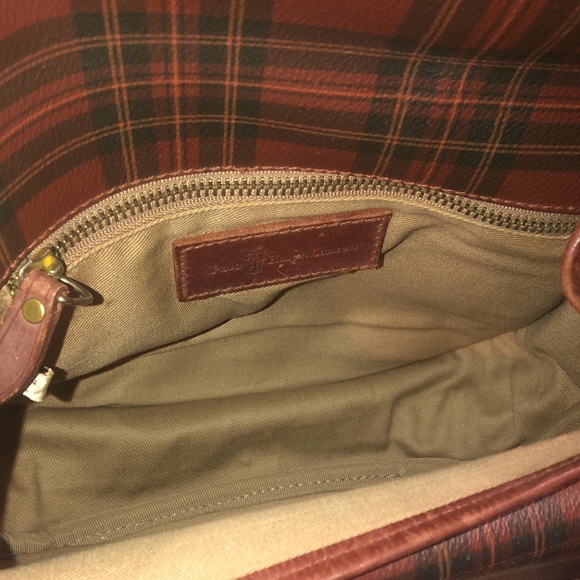 KRALPH LAUREN Tartan Plaid Multi Pocket Saddle Messenger Camp School Bag - Picture 9 of 17